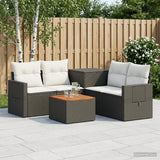 vidaXL 6-piece Sofa Set Black Poly Rattan and Steel
