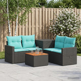 vidaXL 6-piece Sofa Set Black Poly Rattan and Steel
