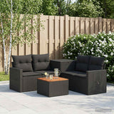 vidaXL 6-piece Sofa Set Black Poly Rattan and Steel