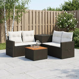 vidaXL 6-piece Sofa Set Black Poly Rattan and Steel