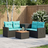 vidaXL 6-piece Sofa Set Black Poly Rattan and Steel