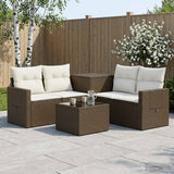 vidaXL 6-piece Sofa Set Black Poly Rattan and Steel
