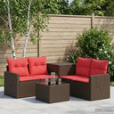 vidaXL 6-piece Sofa Set Black Poly Rattan and Steel