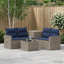 vidaXL 6-piece Sofa Set Black Poly Rattan and Steel