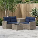 vidaXL 6-piece Sofa Set Black Poly Rattan and Steel