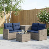 vidaXL 6-piece Sofa Set Black Poly Rattan and Steel