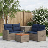 vidaXL 6-piece Sofa Set Black Poly Rattan and Steel