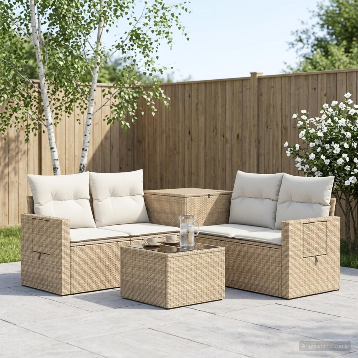 vidaXL 6-piece Sofa Set Black Poly Rattan and Steel