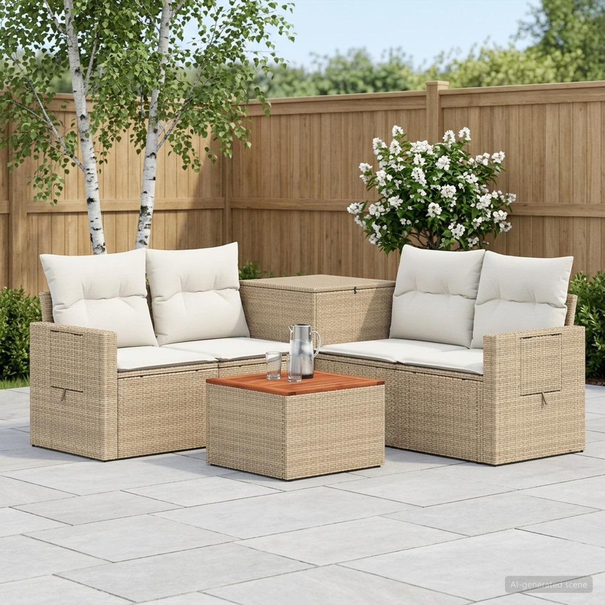 vidaXL 6-piece Sofa Set Black Poly Rattan and Steel