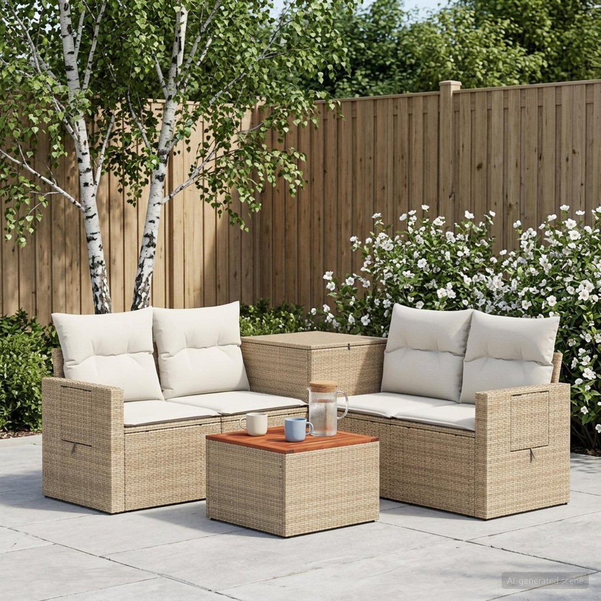 vidaXL 6-piece Sofa Set Black Poly Rattan and Steel