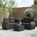vidaXL 6-Piece Sofa Set Black Poly Rattan and Steel