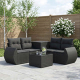 vidaXL 6-Piece Sofa Set Black Poly Rattan and Steel