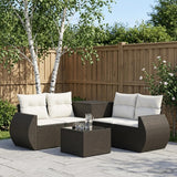 vidaXL 6-Piece Sofa Set Black Poly Rattan and Steel