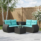 vidaXL 6-Piece Sofa Set Black Poly Rattan and Steel