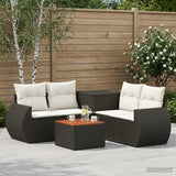 vidaXL 6-Piece Sofa Set Black Poly Rattan and Steel