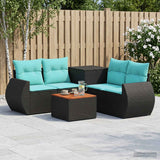 vidaXL 6-Piece Sofa Set Black Poly Rattan and Steel