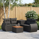 vidaXL 6-Piece Sofa Set Black Poly Rattan and Steel