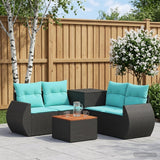 vidaXL 6-Piece Sofa Set Black Poly Rattan and Steel
