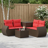 vidaXL 6-Piece Sofa Set Black Poly Rattan and Steel