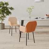 vidaXL Eetkamerstoelen 2 st stof en kunstleer crèmekleurig