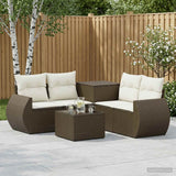 vidaXL 6-Piece Sofa Set Black Poly Rattan and Steel