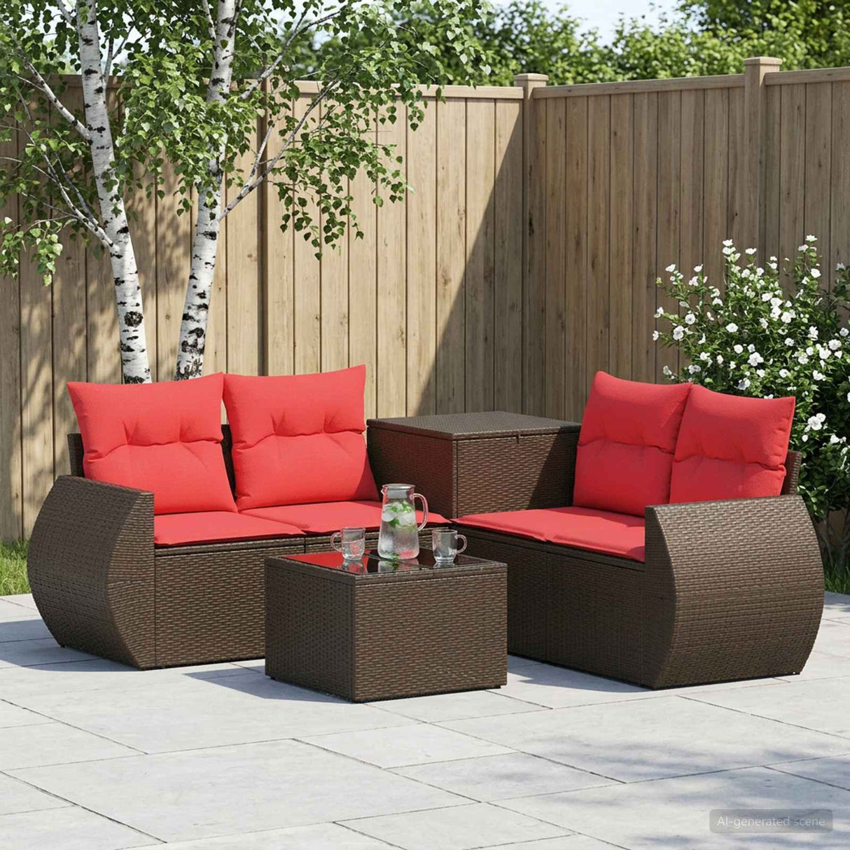 vidaXL 6-Piece Sofa Set Black Poly Rattan and Steel