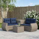 vidaXL 6-Piece Sofa Set Black Poly Rattan and Steel