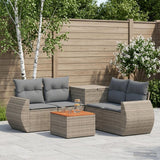 vidaXL 6-Piece Sofa Set Black Poly Rattan and Steel