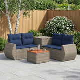 vidaXL 6-Piece Sofa Set Black Poly Rattan and Steel