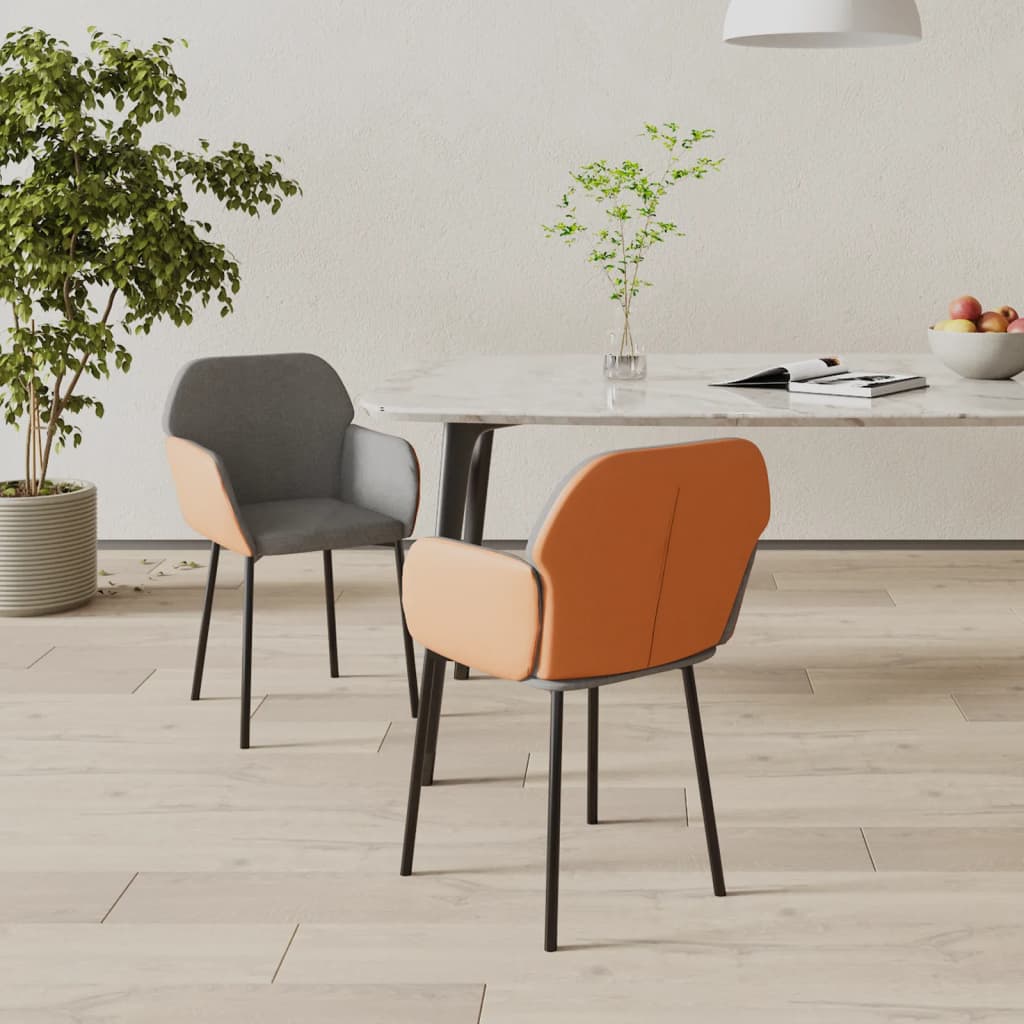 vidaXL Eetkamerstoelen 2 st stof en kunstleer crèmekleurig