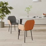 vidaXL Eetkamerstoelen 2 st stof en kunstleer crèmekleurig