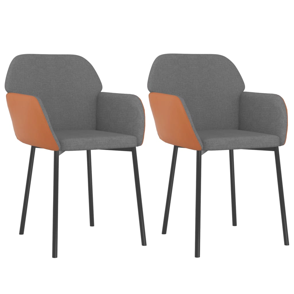 vidaXL Eetkamerstoelen 2 st stof en kunstleer crèmekleurig