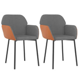 vidaXL Eetkamerstoelen 2 st stof en kunstleer crèmekleurig