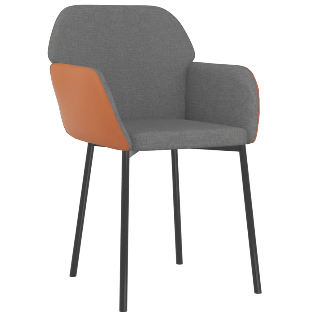 vidaXL Eetkamerstoelen 2 st stof en kunstleer crèmekleurig