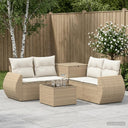 vidaXL 6-Piece Sofa Set Black Poly Rattan and Steel