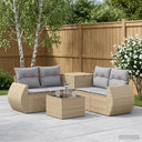 vidaXL 6-Piece Sofa Set Black Poly Rattan and Steel