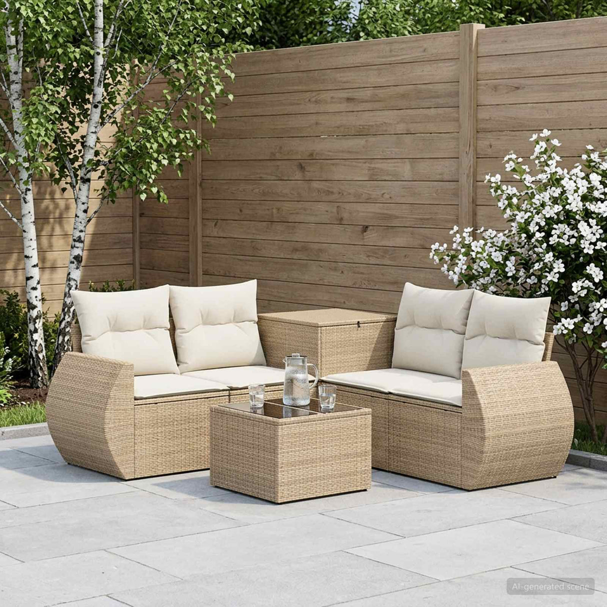 vidaXL 6-Piece Sofa Set Black Poly Rattan and Steel