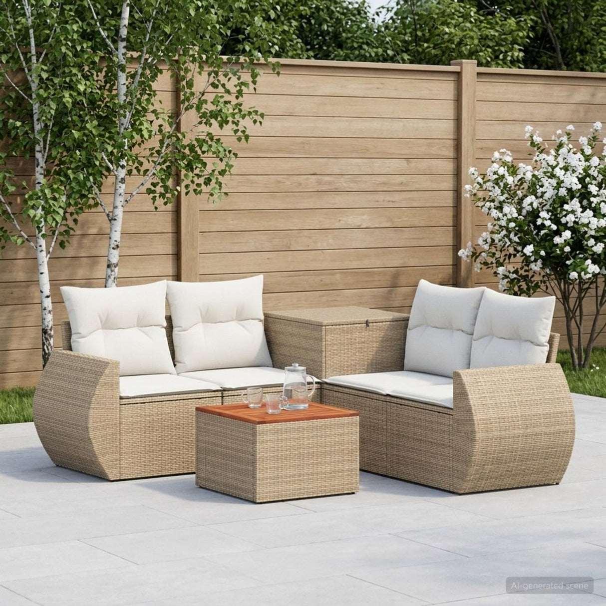 vidaXL 6-Piece Sofa Set Black Poly Rattan and Steel