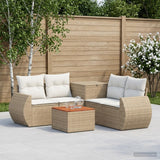 vidaXL 6-Piece Sofa Set Black Poly Rattan and Steel
