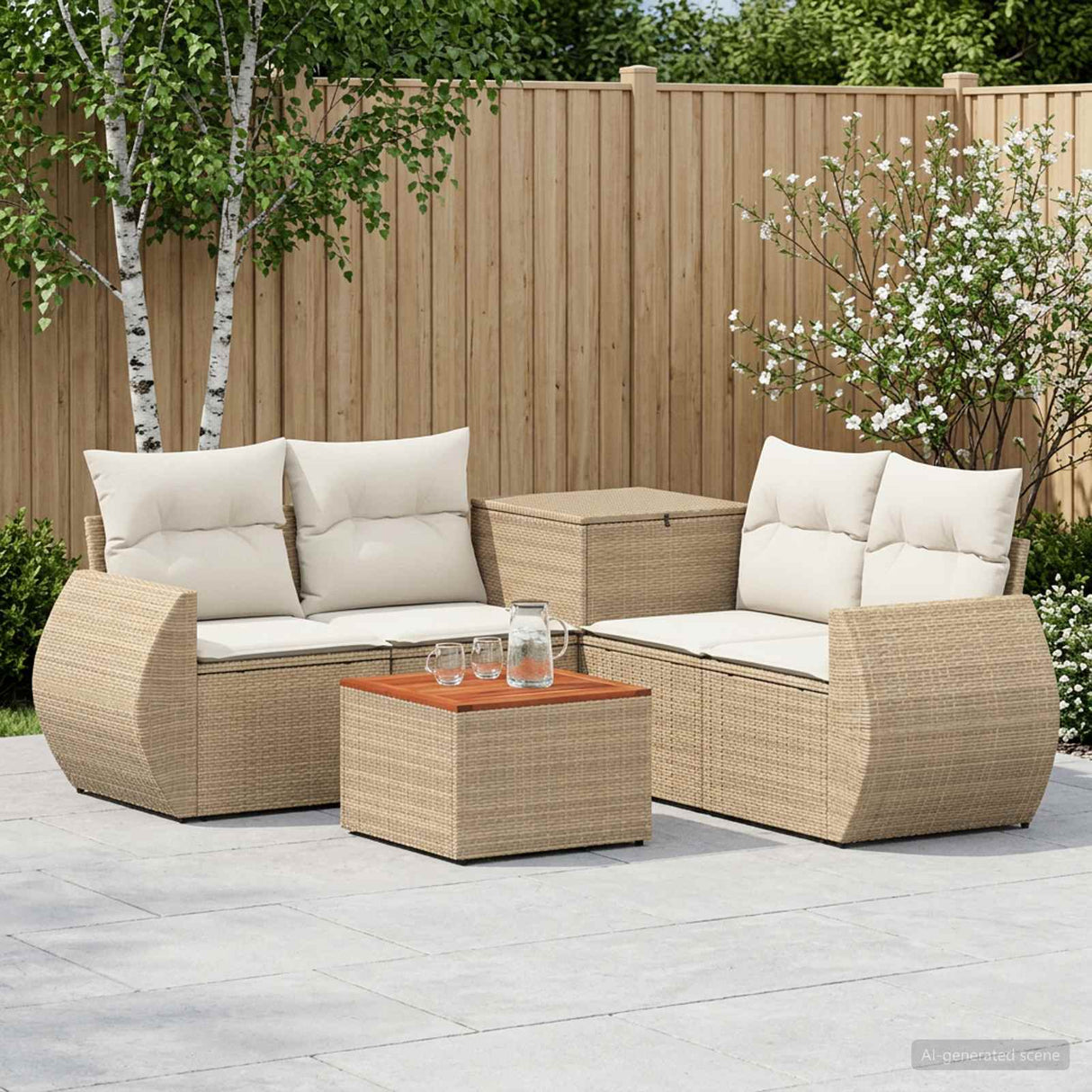 vidaXL 6-Piece Sofa Set Black Poly Rattan and Steel