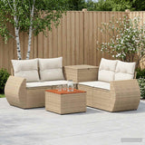 vidaXL 6-Piece Sofa Set Black Poly Rattan and Steel