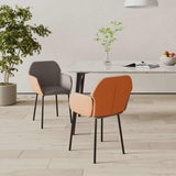 vidaXL Eetkamerstoelen 2 st stof en kunstleer crèmekleurig