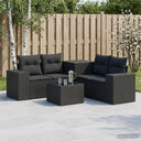 vidaXL 6-Piece Sofa Set Black Poly Rattan and Steel