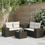 vidaXL 6-Piece Sofa Set Black Poly Rattan and Steel