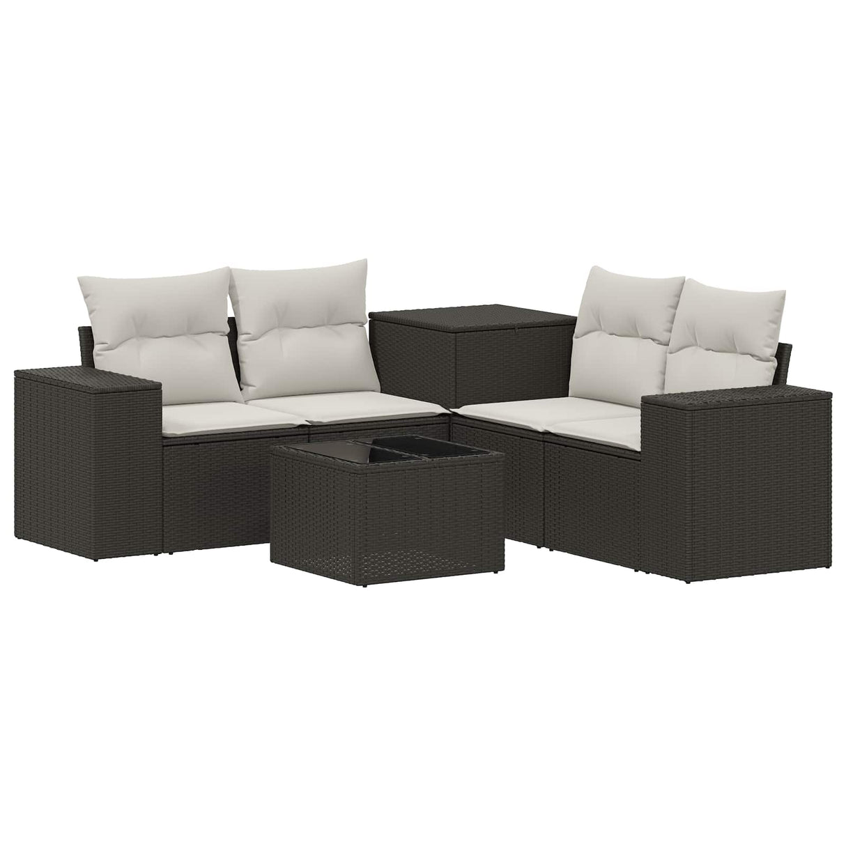 vidaXL 6-Piece Sofa Set Black Poly Rattan and Steel