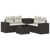 vidaXL 6-Piece Sofa Set Black Poly Rattan and Steel
