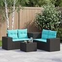 vidaXL 6-Piece Sofa Set Black Poly Rattan and Steel