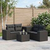 vidaXL 6-Piece Sofa Set Black Poly Rattan and Steel
