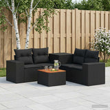 vidaXL 6-Piece Sofa Set Black Poly Rattan and Steel
