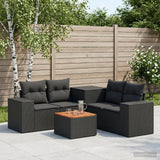 vidaXL 6-Piece Sofa Set Black Poly Rattan and Steel